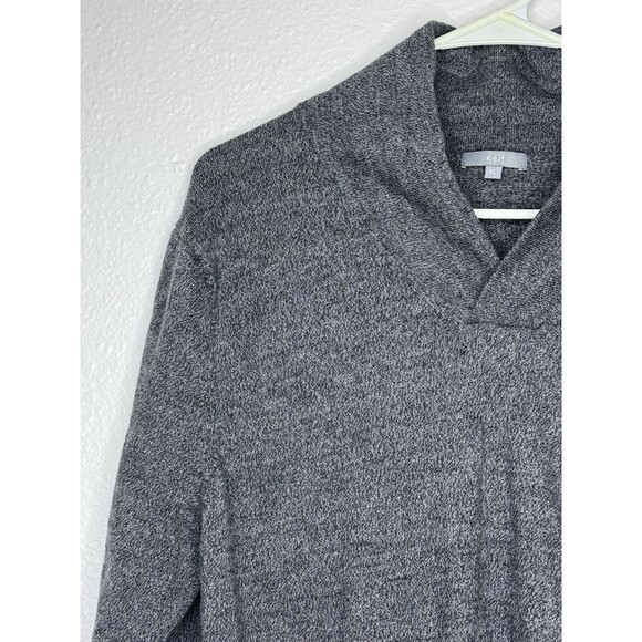 K+J2 Grey Pepper Merino Wool Sweater Mens Size XL Shawl Neck Gray *See Pics* - Picture 3 of 16